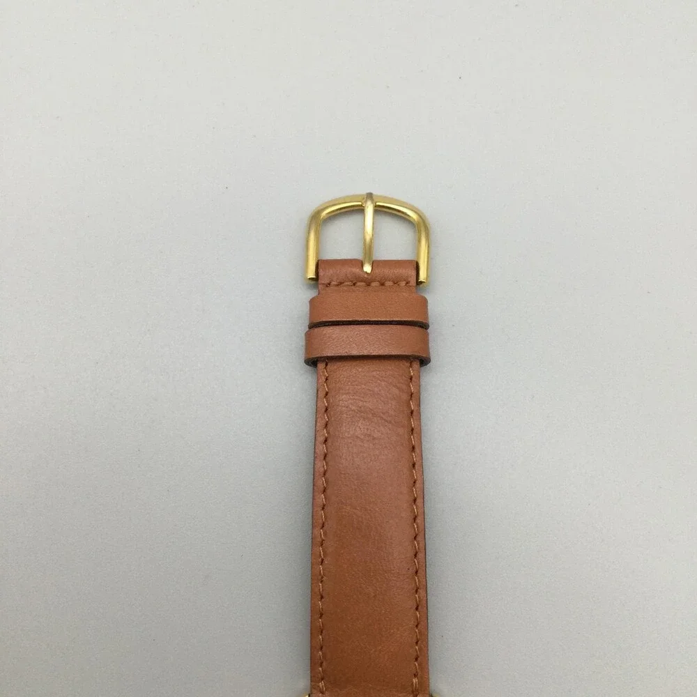 Mary Engelbreit Pals Womens Watch 34mm Gold Tone Brown Leather Band New Battery